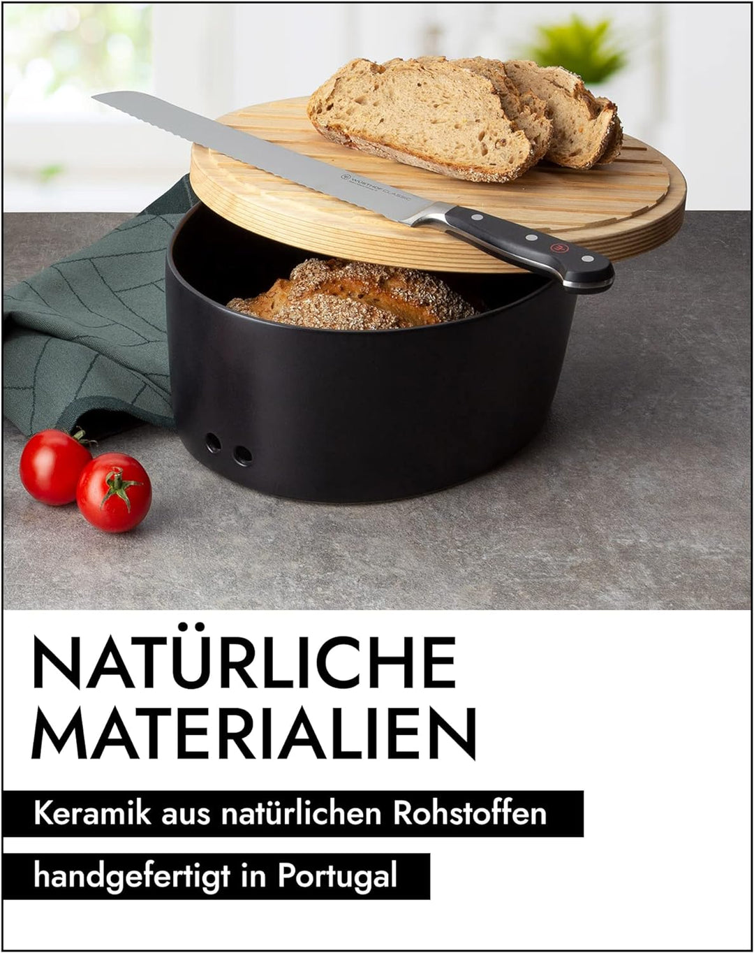CONTINENTA Brottopf Keramik | Mit Praktischen Luftlöchern Gegen Austrocknen & Schimmel | Handmade In