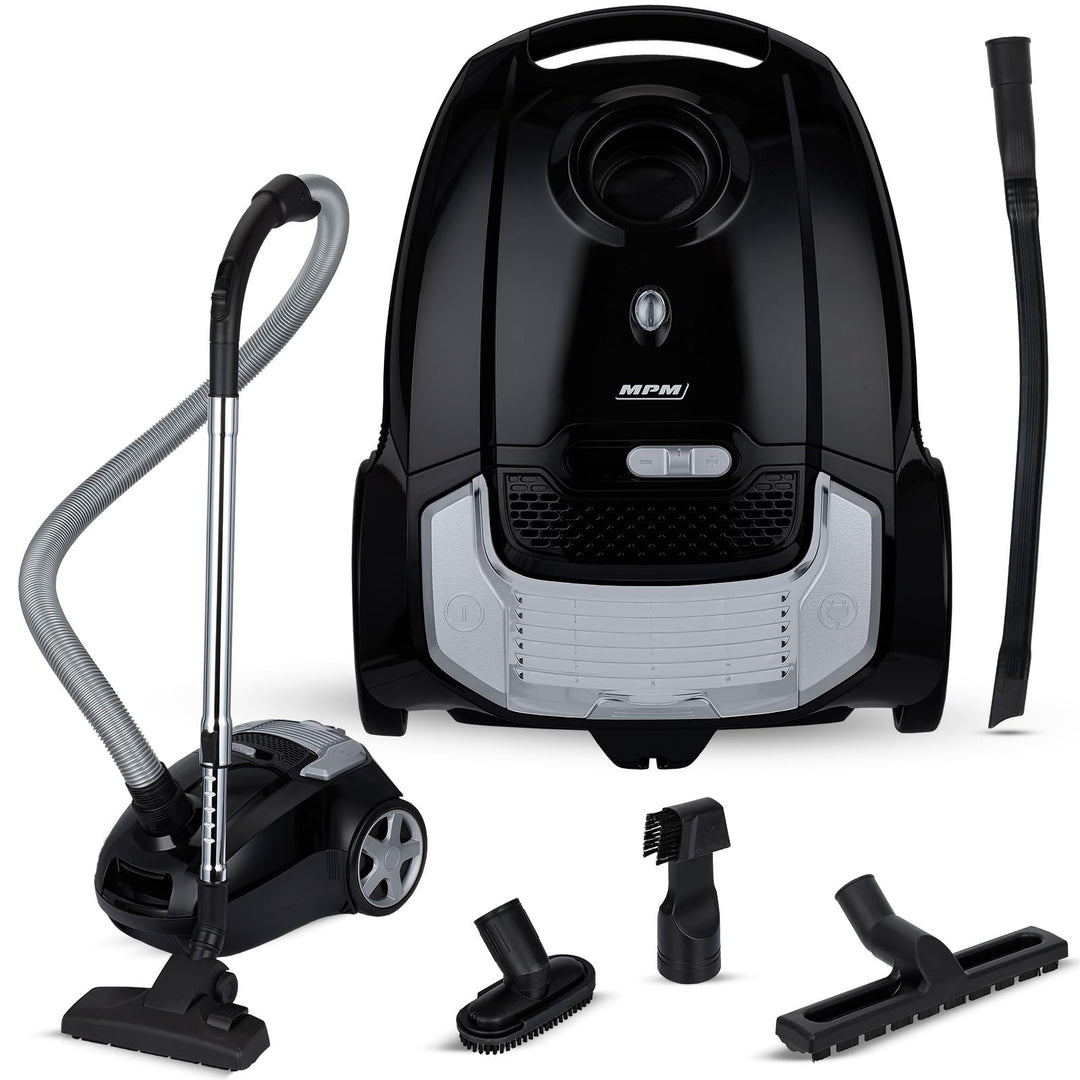 MPM Staubsauger mit Beutel MOD-54 – 5 Düsen - HEPA 13 Filter - 3,5L Staubbeutel - Teleskoprohr – Ide