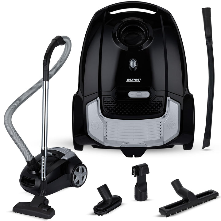 MPM Staubsauger mit Beutel MOD-54 – 5 Düsen - HEPA 13 Filter - 3,5L Staubbeutel - Teleskoprohr – Ide