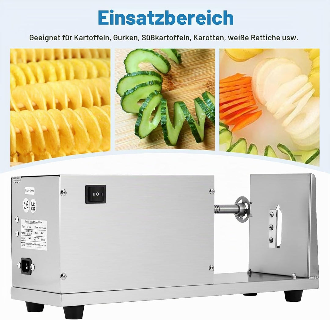 MXBAOHENG Elektrischer Tornado Kartoffelschneider Automatischer Tornado Hausgemachte Elektrischer Sp
