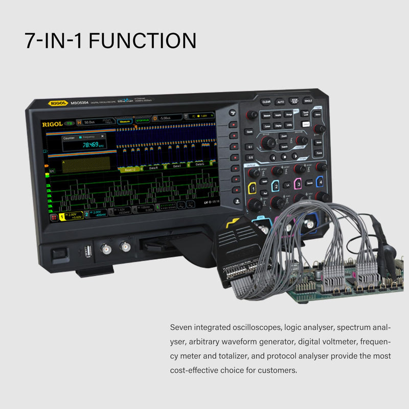 RIGOL MSO5204 Digitaloszilloskop, 4 Kanäle, 200MHz, 8Gsa/s, 100Mpts, 500000wfms/s, MSO5000-BND inklu