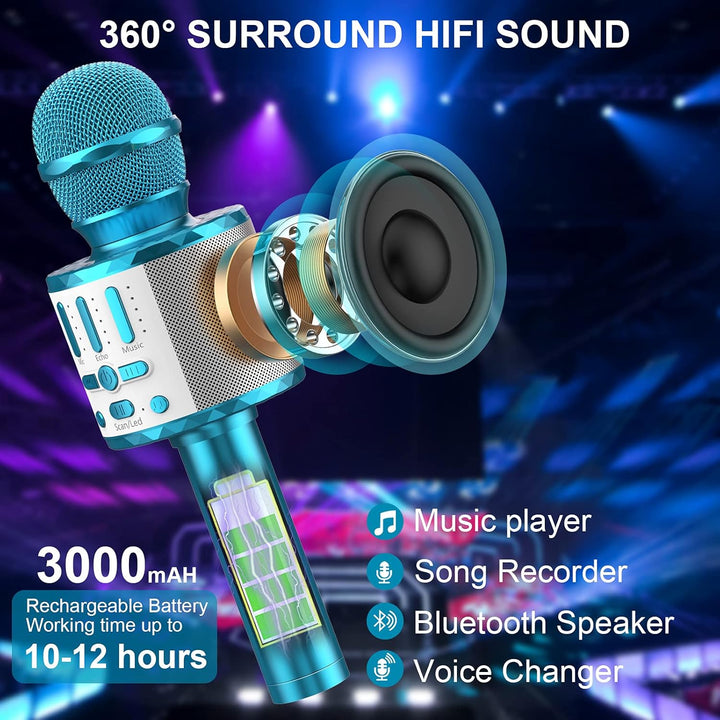 LED Drahtloses Bluetooth Mikrofon zum Singen, Spielzeug Kinder, Heim KTV Karaoke Maschine, Tragbares
