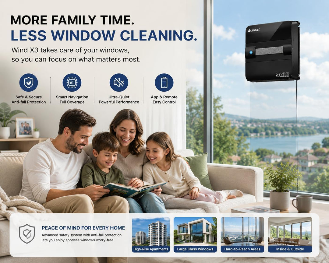 Wind X3 Fensterputzroboter (Version 2) mit App-Steuerung &amp; automatischer Sprühfunktion, 3500 Pa Saug