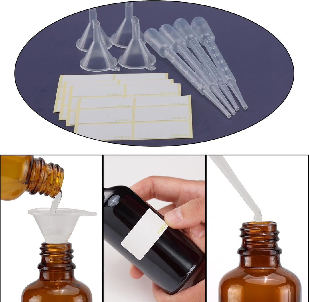 YIZHAO Pipettenflasche 30ml, Apothekerflasche Braunglas mit [Dropper Pipette Glas], Braunglasflasche