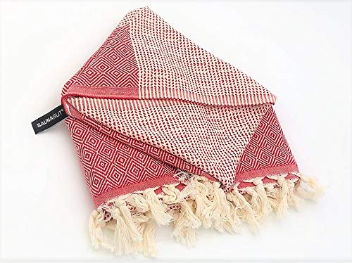 Sauna/Dampfbad/Pestemals/Hamamtuch Diamond Stripe (Rot), Diamond Stripe (Rot)