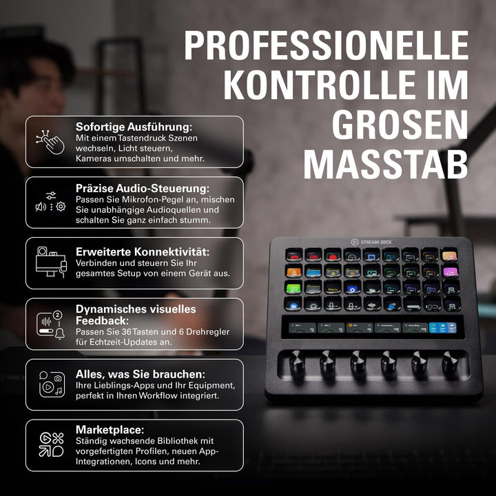 Elgato Stream Deck + XL, Kontrollplattform mit Touch-Leiste | 36 anpassbare Makrotasten, sechs Multi