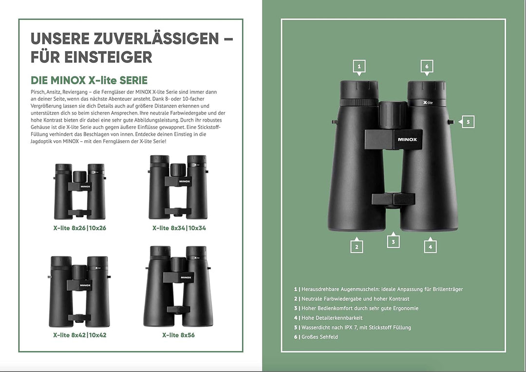 Minox 80407329 Fernglas Xlite 8x56 Neuheit Ansitz und Dämmerungsglas