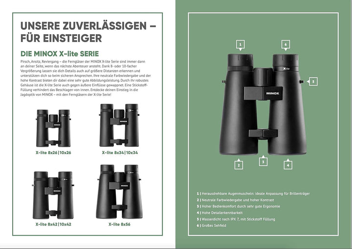 Minox 80407329 Fernglas Xlite 8x56 Neuheit Ansitz und Dämmerungsglas