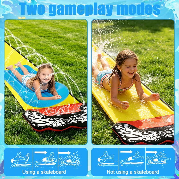 480*70CM Wasserrutsche Garten Für Kinder, Wasserrutsche Outdoor Sommer Rasen Mit 2 Bodyboards, Singl