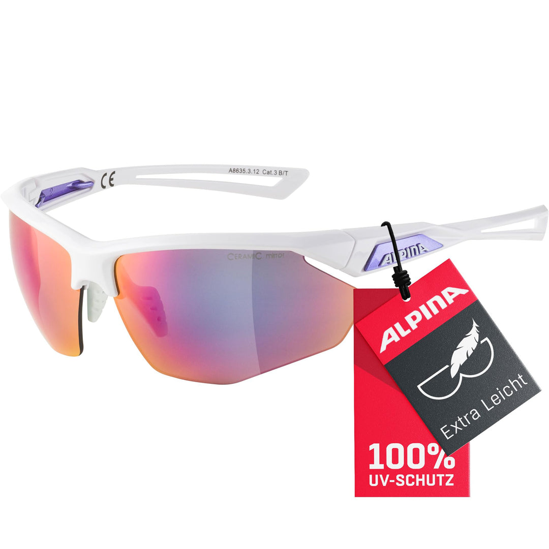 ALPINA NYLOS HR - Verspiegelte und Bruchsichere Sport- & Fahrradbrille Mit 100% UV-Schutz Für Erwach