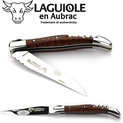Laguiole en Aubrac Taschenmesser mit Korkenzieher L0312AMIF 12 cm, Griffschalen Schlangenholz, Kling