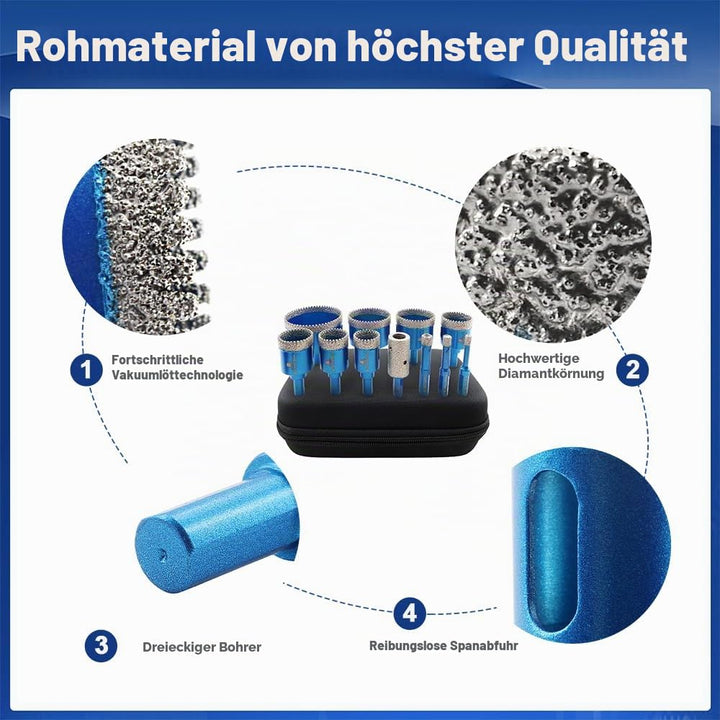 Diamantbohrer Fliesenbohrer Set - BRSCHNITT Diamantbohrer Diamant Fingerfräser für Keramik, Granit,