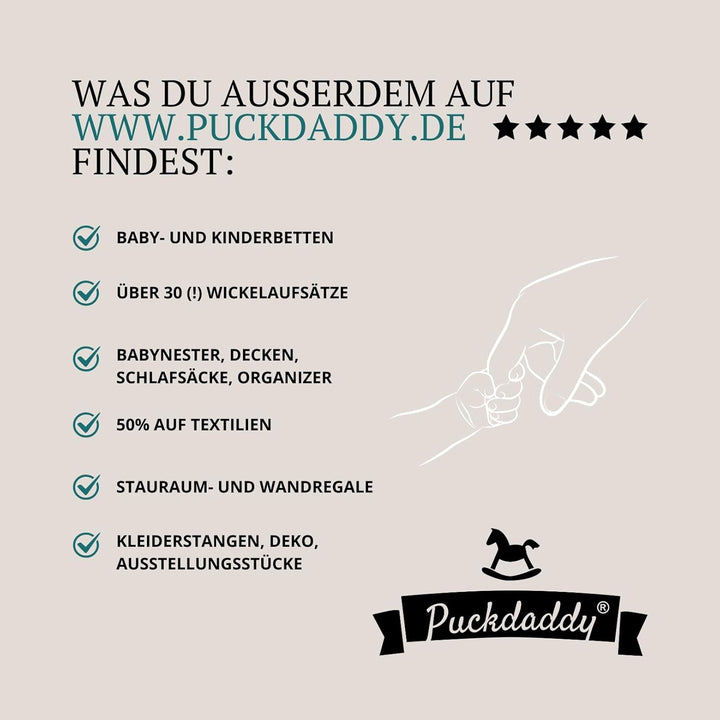 Puckdaddy – Wickelaufsatz Lasse kompatibel mit Hemnes Kommode u.Ä. – 80x80x10 cm aus Holz in Weiss –
