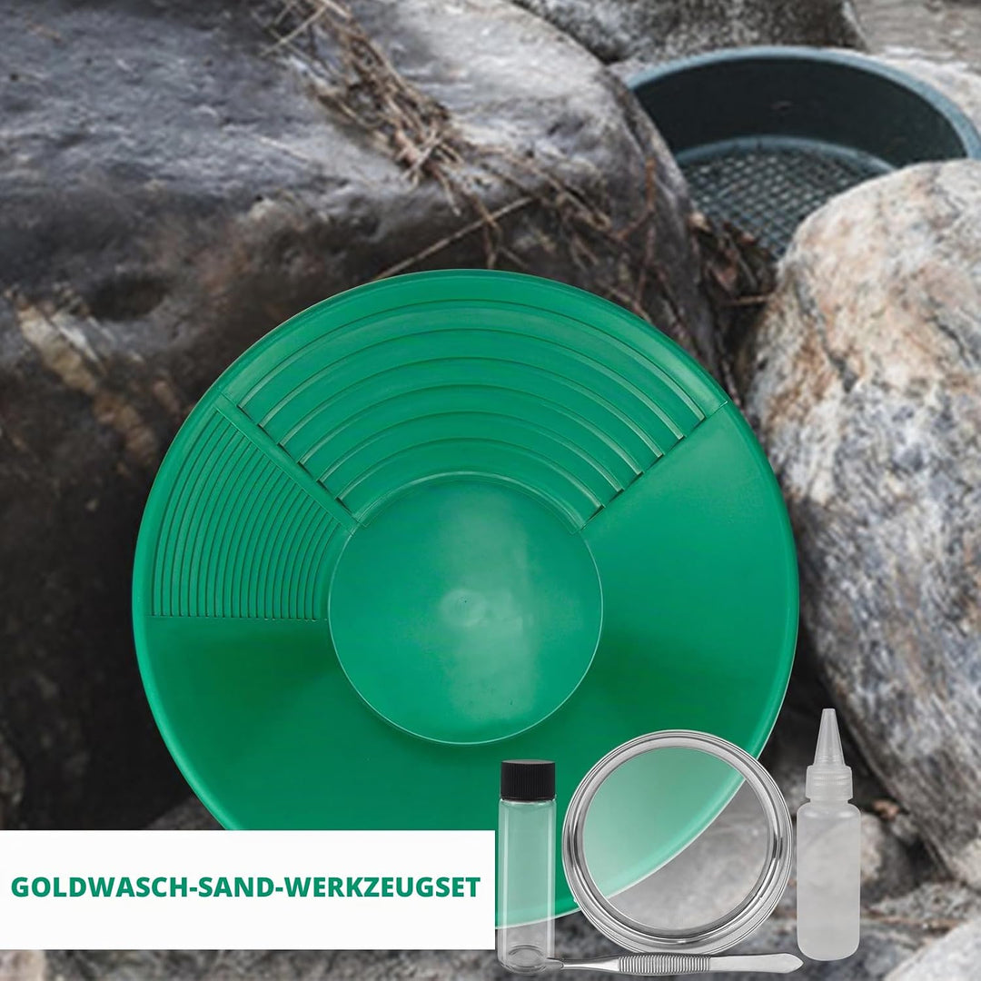 AFAIK Goldwaschpfanne Set Kunststoff Goldpfanne für Goldwaschen 38,5x8,5cm | Goldsucher Set Goldwann