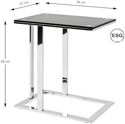 HAKU Möbel Beistelltisch, Metall, chrom-schwarz, B 54 x T 37 x H 58 cm 37 x 54 x 58 cm Chrom-schwarz