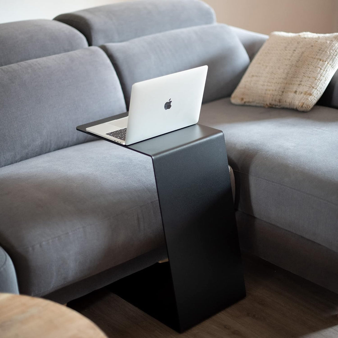 MILUKA Beistelltisch schwarz Metall 30 x 40 cm | Kleiner Tisch c Form ideal as Wohnzimmertisch, Couc