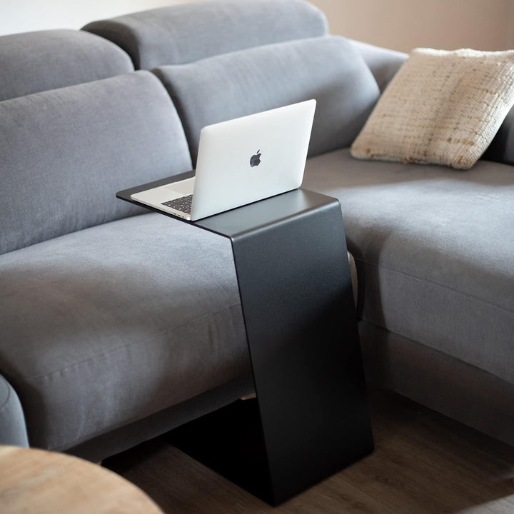 MILUKA Beistelltisch schwarz Metall 30 x 40 cm | Kleiner Tisch c Form ideal as Wohnzimmertisch, Couc