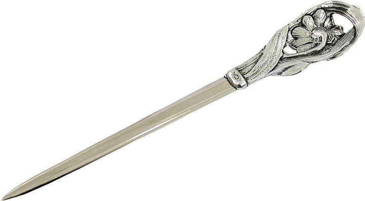 Cavagnini, Eleganter Brieföffner aus Edelstahl und Zinn, inklusive Geschenkbox (Blume) Fiore, Fiore