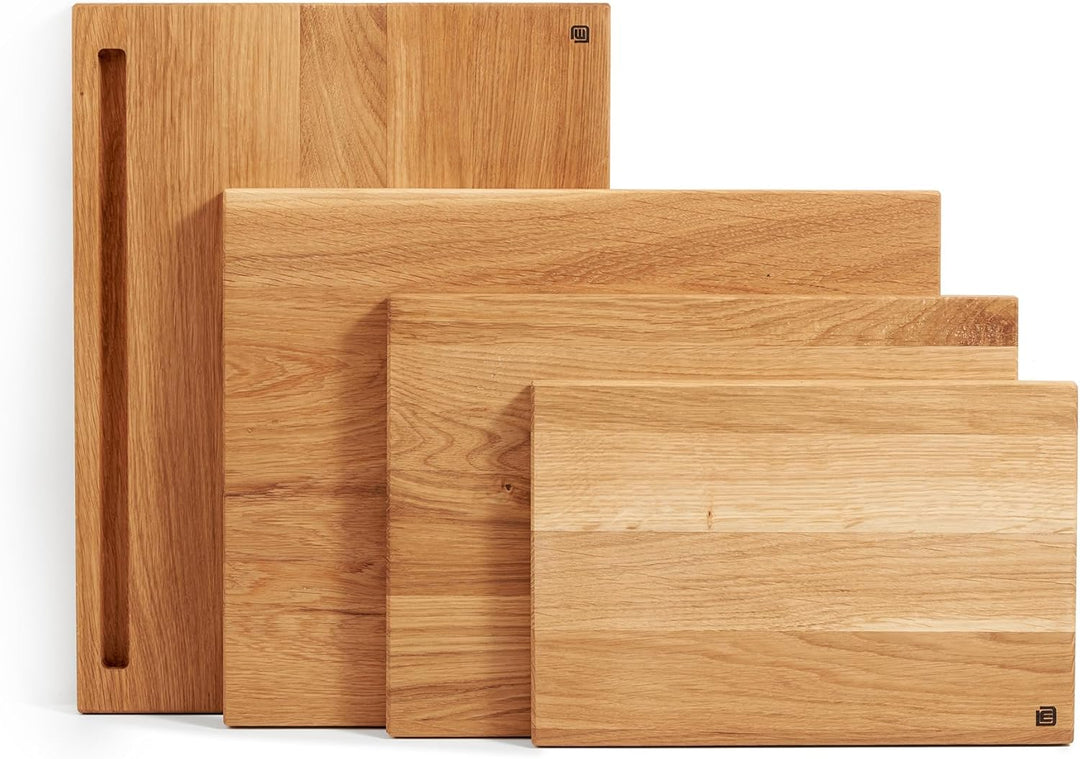Edeldings Schneide- und Servierbrett aus hochwertiger Eiche 40 х 30 cm gross mit Tablethalterung | A