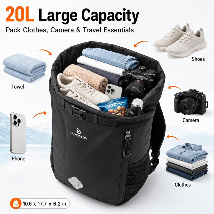 Wasserdichter Dry Bag Rucksack,20L IPX8 Wasserfester rucksack Rolltop mit Handyhülle,Wasserdichte ta