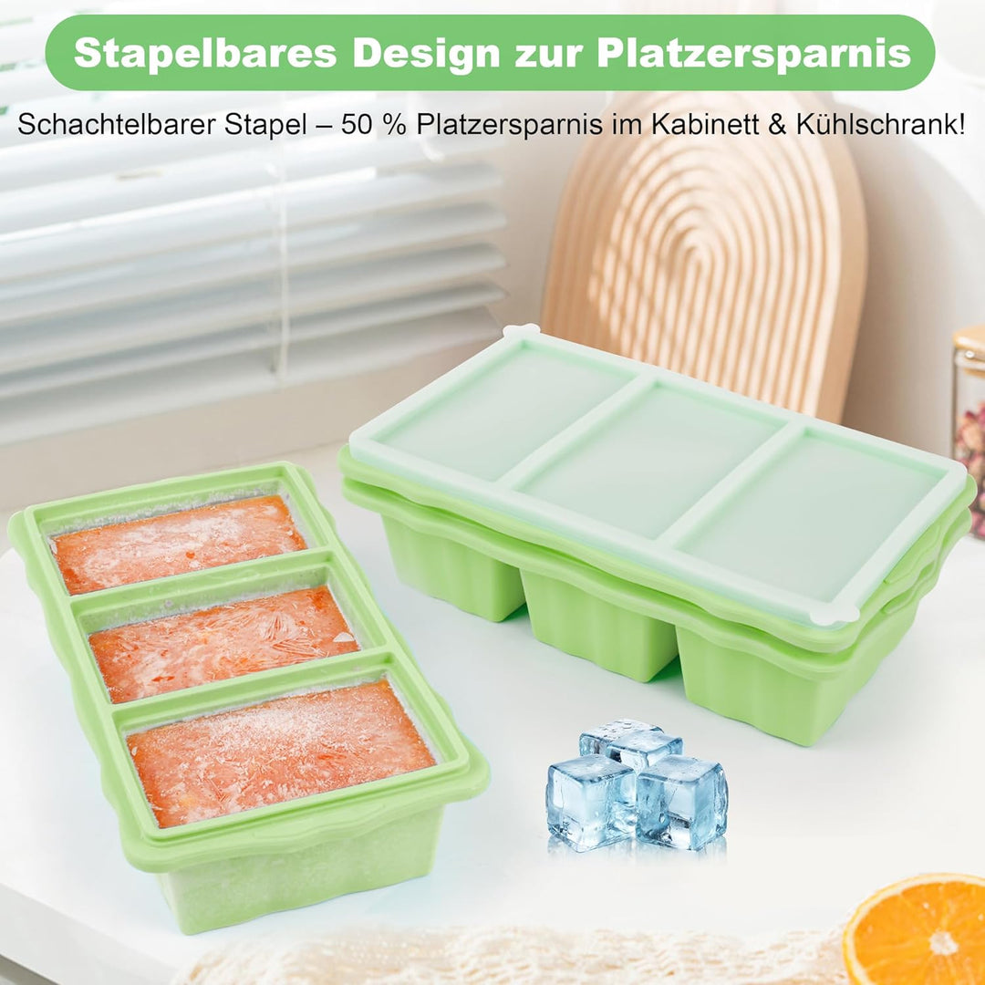2er-Set Silikon-Gefrierformen für Suppen-Eiswürfel, 1-Tassen-Suppen-Gefrierformen mit Deckel für Mea