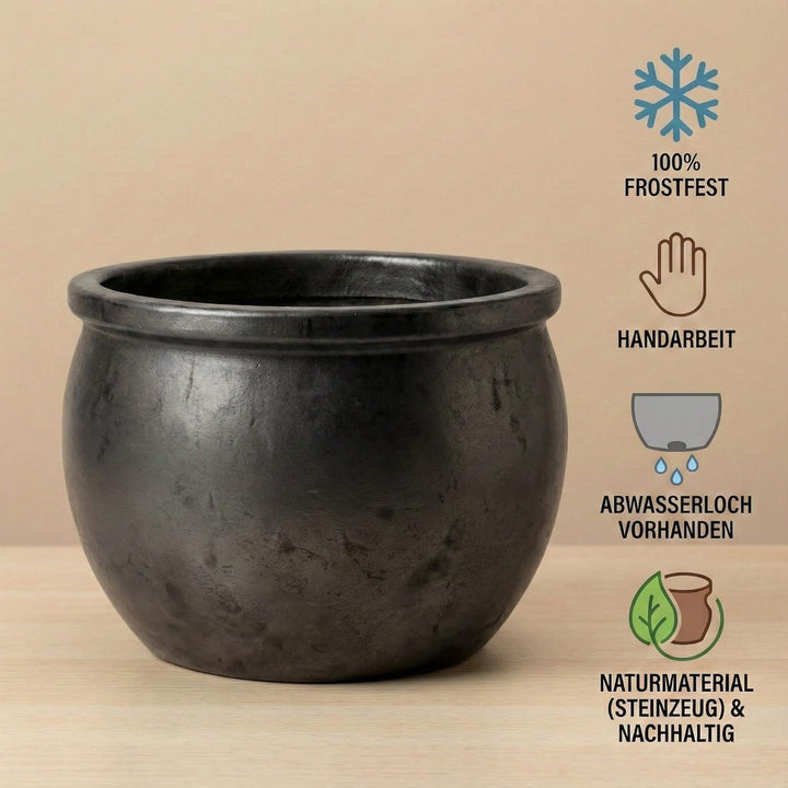 Teramico Pflanzschale Bavaria Steinzeug Keramik – Absolut Winterhart & Frostfest – Hochwertige Handa