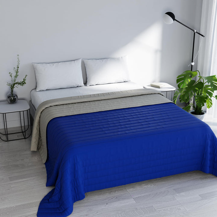 Italian Bed Linen MB Home Italy “Elegant” Sommer-steppdecke, Royal/Hell Grau, 260x270 cm 260x270 cm