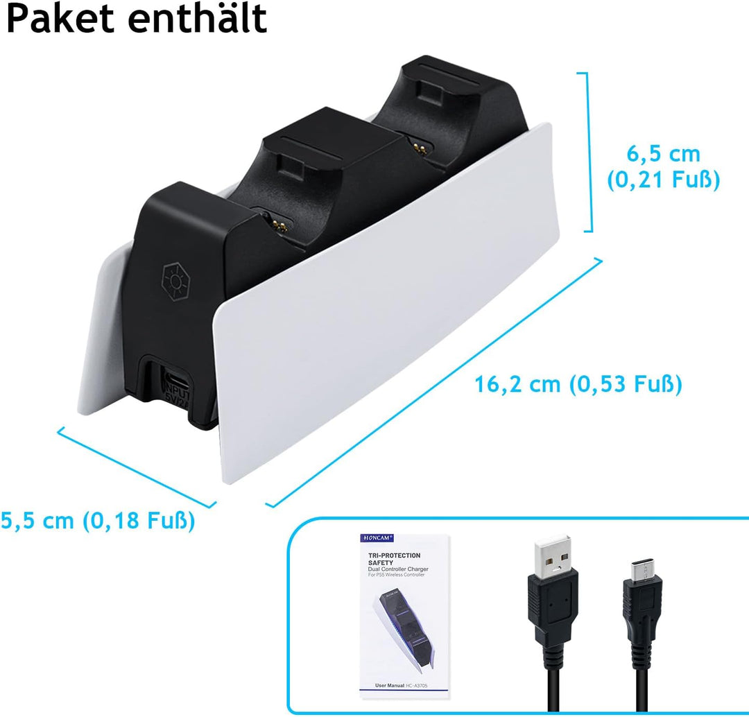 Mcbazel Ladestation PS5 Controller für PS5 Controller DualSense-Controller-Ladestation mit LED-Licht
