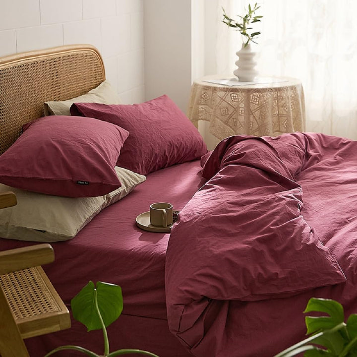 Sedefen Bettwäsche 200x200cm Baumwolle Renforce Altrosa Rosa Uni Unifarben Baumwollbettwäsche Set,Do