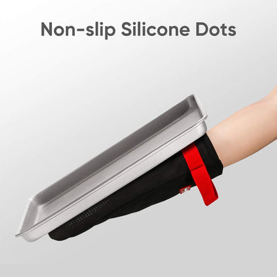 Coziselect Ofenhandschuhe, Hitzebeständige Handschuhe, Silikon Anti-Rutsch Design, Magnetisches Desi