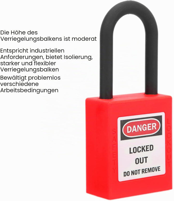 Lockout Tagout Schlösser, 10 Stück Sicherheits-Vorhängeschloss mit 20 Schlüsseln, Staubdicht Lock Ou