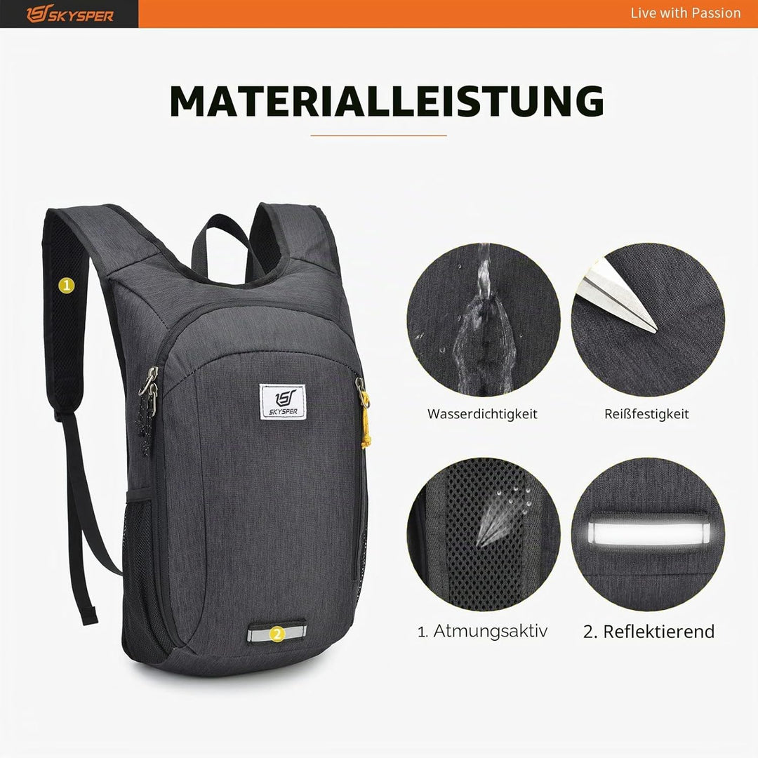 SKYSPER 10L/15L/20L Faltbarer Rucksack Ultraleicht Tagesrucksack Wasserfest Daypack Reiserucksack Wa