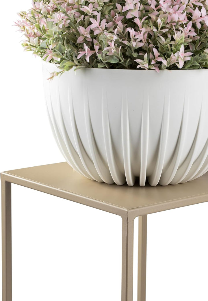HowHomely Blumenständer Metall Beige 100 cm Hoch - Solider und Robuster Blumenhocker Metall - Pflanz