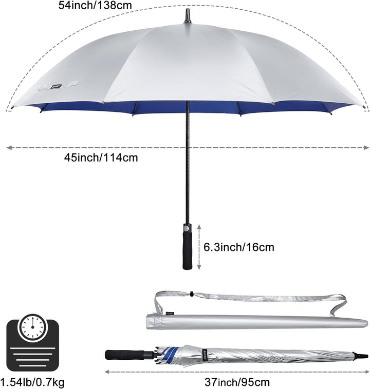 G4Free 54/62 Zoll Golfschirm Regenschirme Silberbeschichtet Sonnenschutz Grosse Winddicht Wasserdich