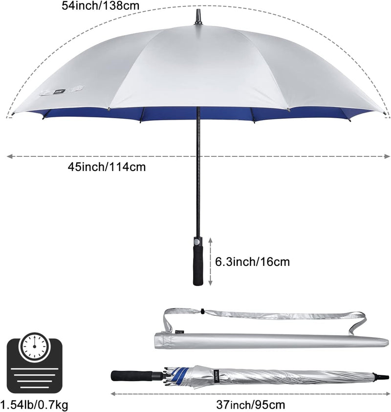 G4Free 54/62 Zoll Golfschirm Regenschirme Silberbeschichtet Sonnenschutz Grosse Winddicht Wasserdich