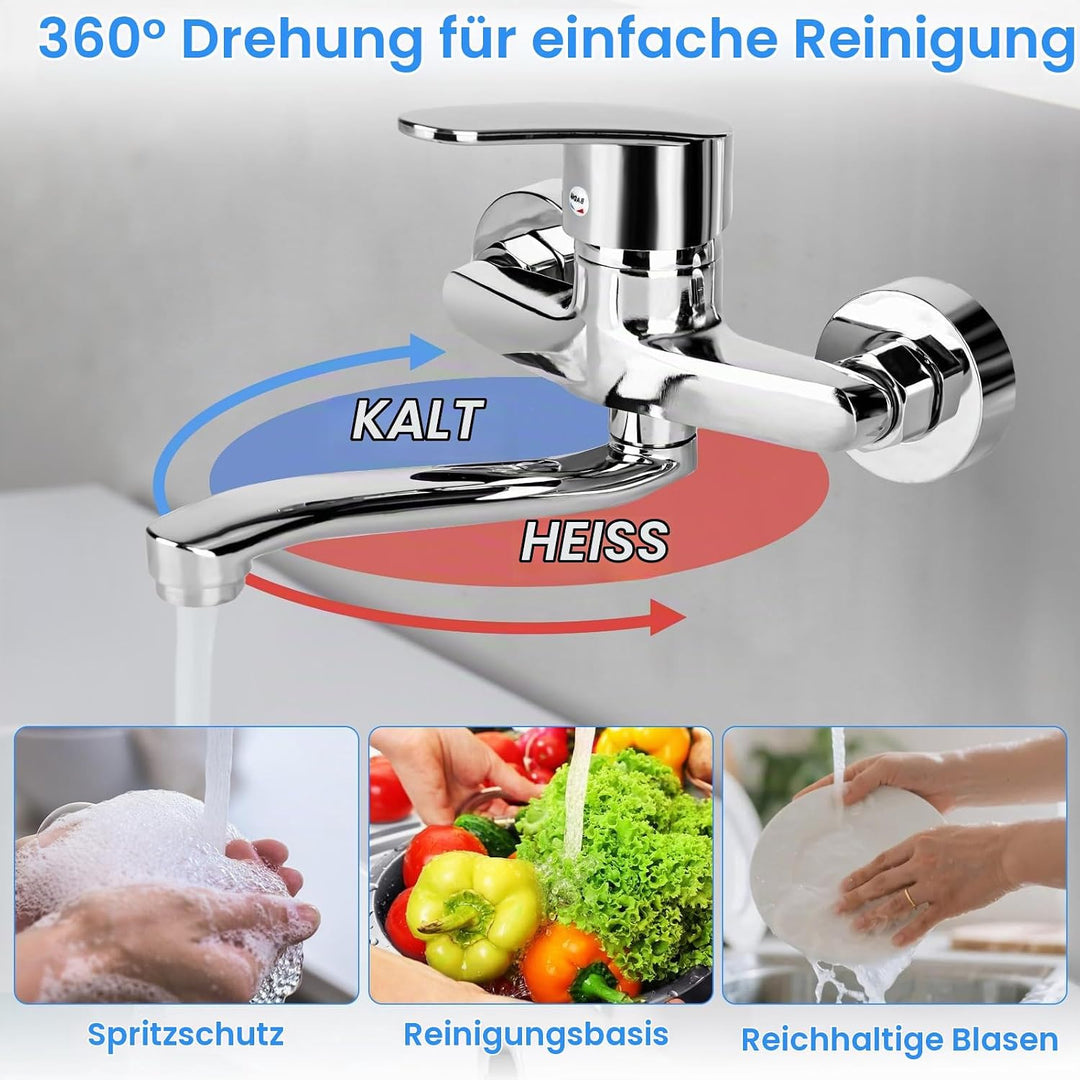 Wasserhahn Küche Wandmontage Wasserhahn Wandmontage 360° Drehbar Armatur Küche Wandarmatur Kalt und