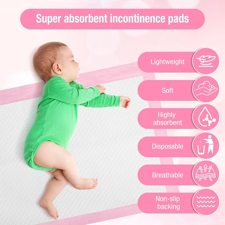 100 Stück Wickelunterlage Einweg, 33 x 45cm Baby Changing Mat für Unterwegs, Inkontinenzunterlage Wi