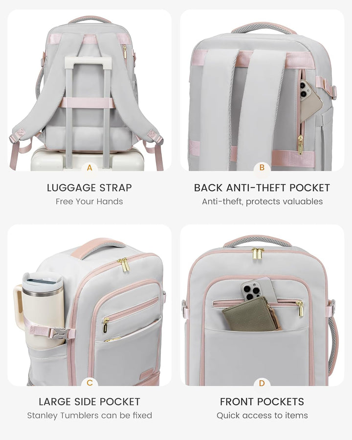 LOVEVOOK Handgepäck Reiserucksack mit separatem Schuhfach, 50L Rucksack Damen Gross mit Nass- und Tr