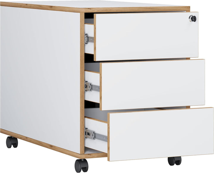 VCM Rollcontainer Beistellcontainer Bürocontainer Rollen rollbar anschliessbar Salia 3 Schublade Tie