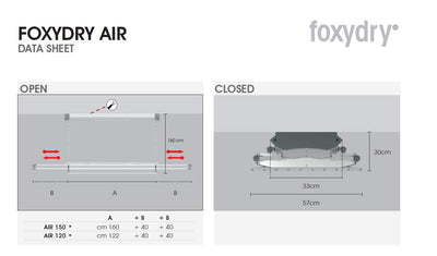 Foxydry Air, Elektrischer Wäscheständer für Wand und Decke mit Ventilator und Fernbedienung, aus Alu