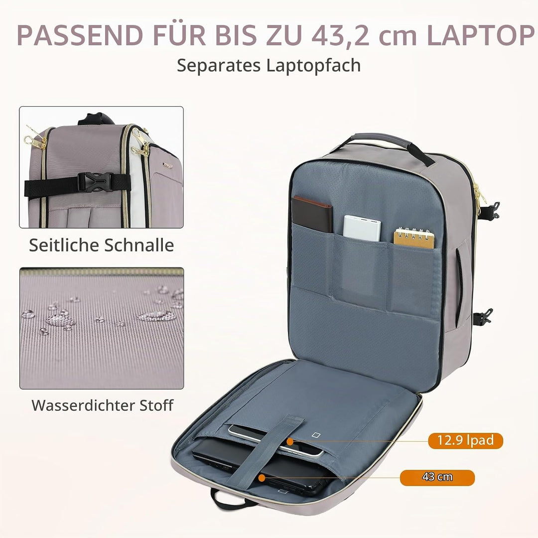 KROSER Laptop Rucksack 17,3 Zoll Handgepäck Daypack wasserabweisende Multifunktions-Laptoptasche für
