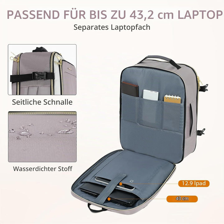 KROSER Laptop Rucksack 17,3 Zoll Handgepäck Daypack wasserabweisende Multifunktions-Laptoptasche für