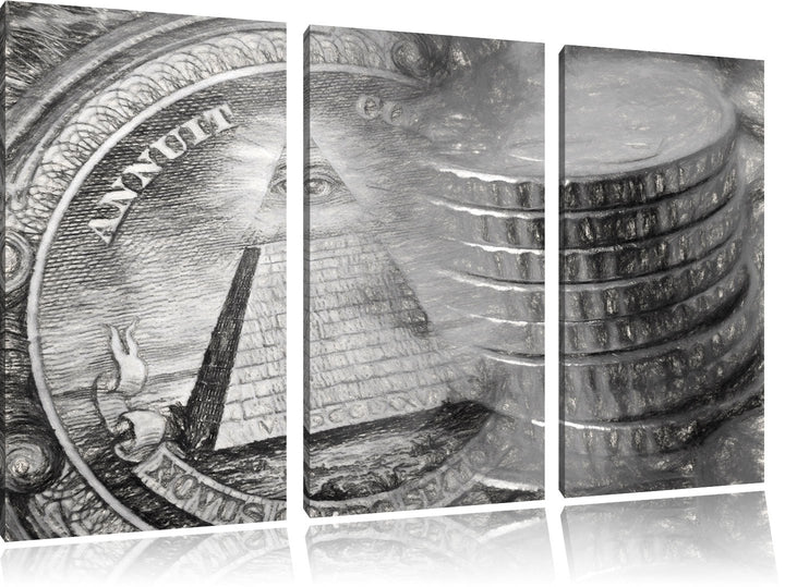 Pixxprint Illuminati Pyramide als Leinwandbild/Grösse: 3 Teilig (120x80) cm/Wandbild/Kunstdruck/fert