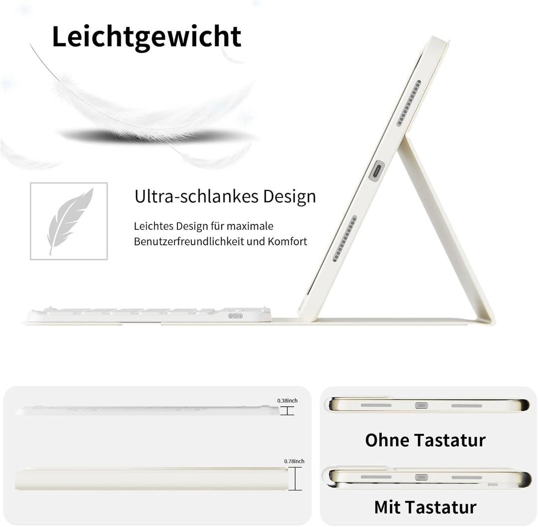 ZOPSGYU Hülle mit Tastatur für iPad A16 11. /10.Generation 11/10,9 Zoll 2025/2022, QWERTZ Layout Key