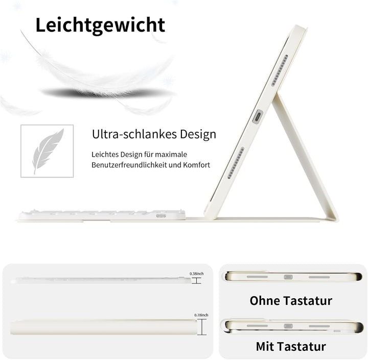 ZOPSGYU Hülle mit Tastatur für iPad A16 11. /10.Generation 11/10,9 Zoll 2025/2022, QWERTZ Layout Key