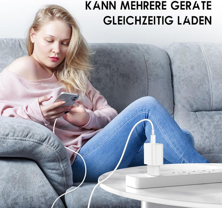 2Pack iPhone 17 16 15 Ladegerät, USB C Power Adapter mit 2M Ladekabel, Schnellladegerät iPhone Charg