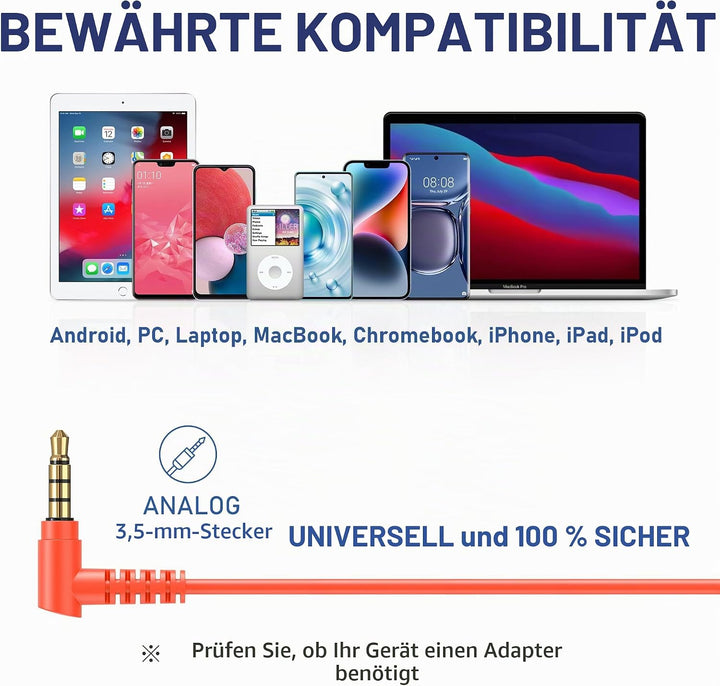 LUDOS Zenith Kopfhörer In Ear Kopfhörer mit Kabel und Mikrofon, 2-Jahre Garantie, In Ear Ohrhörer, 3