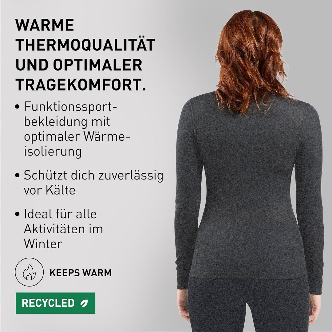 Odlo Thermounterwäsche Damen Active Warm I Langarm Thermoshirt I Warme Skiunterwäsche, Odlo Steel Gr