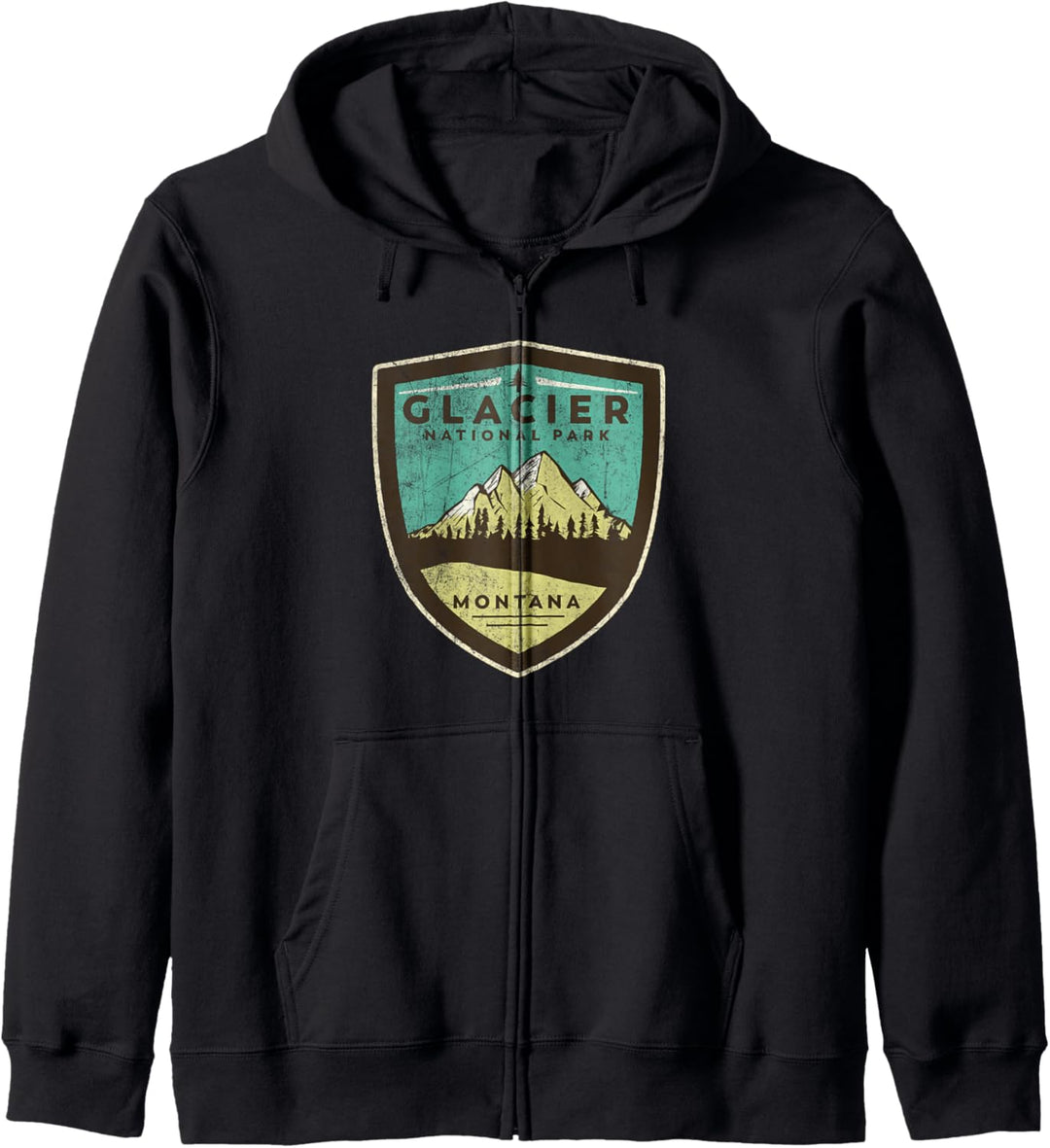 Retro Glacier National Park Montana Mountains Vintage Badge Kapuzenjacke