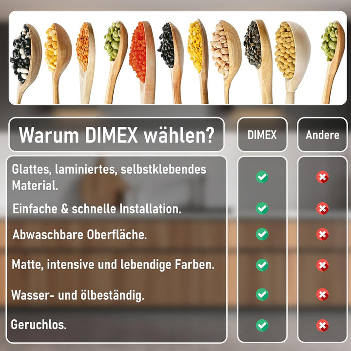 DIMEX Küchenrückwand Folie selbstklebend LÖFFEL | Klebefolie - Dekofolie - Spritzschutz für Küche |